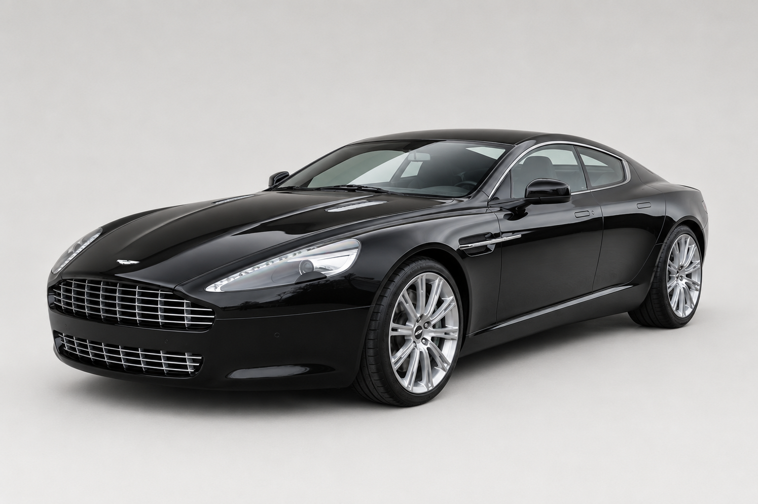 Aston Martin Rapide in black, front three-quarter view